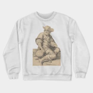 Seated Bearded Man Holding a Jug Crewneck Sweatshirt